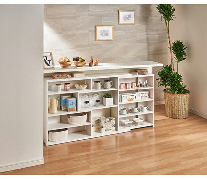 日本製 カウンター下収納 薄型 ECラック 伸縮式 幅118~155cm 奥行19.3cm スライド式 伸縮ラック ツートン カウンター下 収納ボード 棚 ラック ディスプレイ 木製 国産 シンプル 北欧 モダン おしゃれ(代引不可)