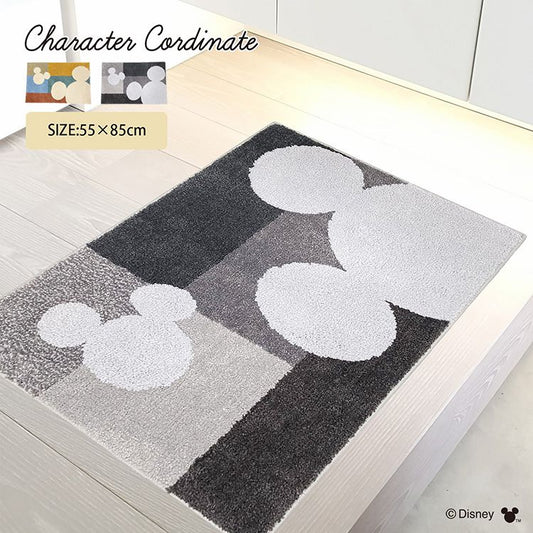 ディズニー 玄関マット 85×55cm ミッキー モノトーン マルチカラー 玄関 室内 ラグマット インテリアマット おしゃれ かわいい 可愛い キャラクター 北欧 シンプル(代引不可)