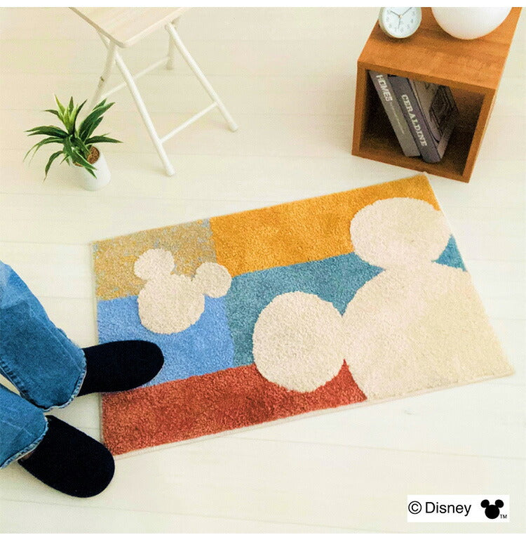 ディズニー 玄関マット 85×55cm ミッキー モノトーン マルチカラー 玄関 室内 ラグマット インテリアマット おしゃれ かわいい 可愛い キャラクター 北欧 シンプル(代引不可)