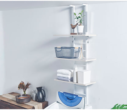 設置場所を選ばない 突っ張り ランドリーラック 幅55cm ハイタイプ 高さ198~264cm 棚板3枚 突っ張り つっぱり ランドリー 洗濯機ラック 棚 ラック ランドリー収納(代引不可)