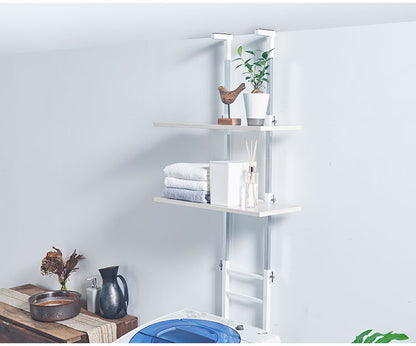 設置場所を選ばない 突っ張り ランドリーラック 幅55cm ロータイプ 高さ135~208cm 棚板2枚 突っ張り つっぱり ランドリー 洗濯機ラック 棚 ラック ランドリー収納(代引不可)