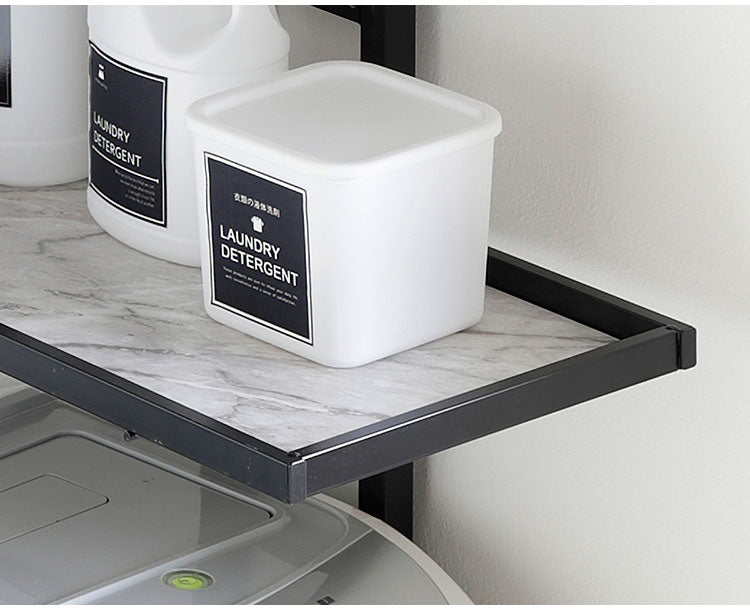 突っ張り ランドリーラック 幅58cm ロータイプ 高さ145~208cm 棚2枚+バスケット1個 防水パン対応 棚板リバーシブル 突っ張り つっぱり ランドリー 洗濯機ラック 棚 ラック ランドリー収納(代引不可)