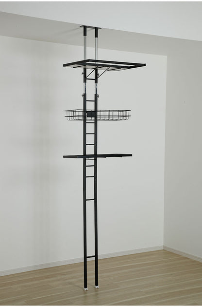 突っ張り ランドリーラック 幅58cm ハイタイプ 高さ210~263cm ハンガーバー付き 防水パン対応 棚板リバーシブル 突っ張り つっぱり ランドリー 洗濯機ラック 棚 ラック ランドリー収納(代引不可)