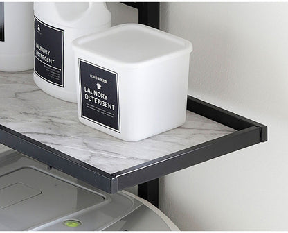 突っ張り ランドリーラック 幅58cm ハイタイプ 高さ210~263cm ハンガーバー付き 防水パン対応 棚板リバーシブル 突っ張り つっぱり ランドリー 洗濯機ラック 棚 ラック ランドリー収納(代引不可)