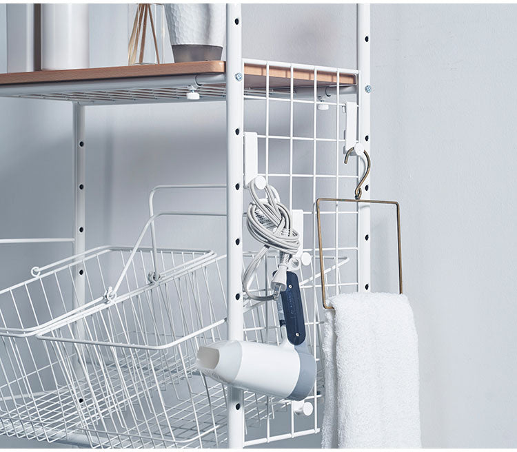 ランドリーラック 伸縮式 幅59~87 置き型 取り外しできるバスケット2個付き カゴ付き 脚段差対応 防水パン対応 洗濯機ラック ランドリー 棚 ラック ランドリー収納(代引不可)