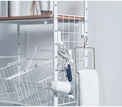 ランドリーラック 伸縮式 幅59~87 置き型 取り外しできるバスケット2個付き カゴ付き 脚段差対応 防水パン対応 洗濯機ラック ランドリー 棚 ラック ランドリー収納(代引不可)