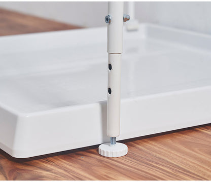 ランドリーラック 伸縮式 幅59~87 置き型 棚板2枚付き ハンガーバー付き 脚段差対応 防水パン対応 洗濯機ラック ランドリー 棚 ラック ランドリー収納(代引不可)