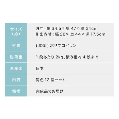 収納ボックス 収納ケース 12個セット 日本製 完成品 衣装ケース 押入れ収納 衣類ケース クローゼットケース 小物収納 引き出し 衣類収納 押し入れ収納 チェスト(代引不可)