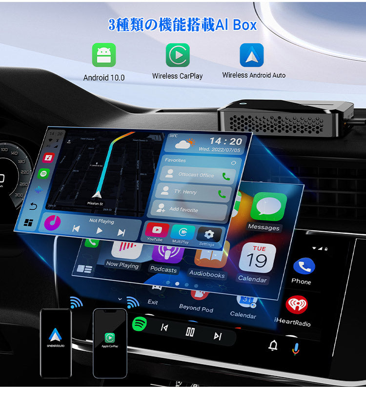 【正規代理店】Ottocast オットキャスト PICASOU 2 Pro ピカソウ 2 プロ PCS35 CarPlay AI Box HDMI入力&出力 Android Auto GPS内蔵 画面二分割表示可能(代引不可)