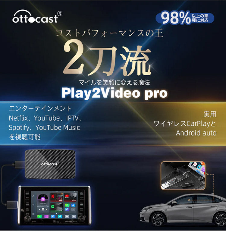 【正規代理店】Ottocast オットキャスト CA400-S Play2Video Pro ワイヤレス Car Play アダプター(代引不可)