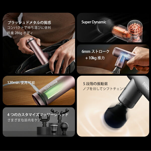 フィリップス PHILIPS メタル筋膜リリースガン DG PPM7308DG 軽量 メタルボディ 持ち運び ジム オフィス 小型(代引不可)
