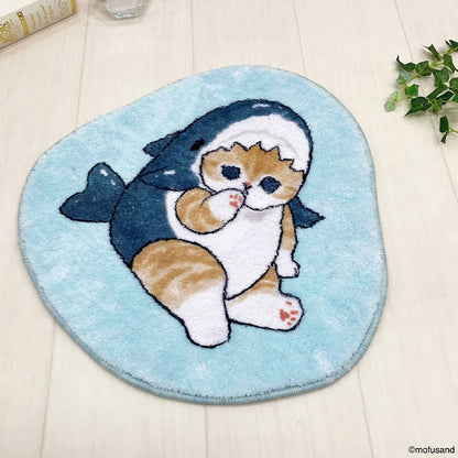 mofusand インテリアマット サメにゃん ダイカットマット 小さめサイズ 玄関マット キッチンマット チェアマット チェアパッド キャラクター かわいい 可愛い もふさんど モフサンド(代引不可)