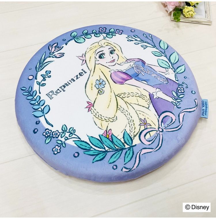 冷感シートクッション ラプンツェル 円形 クッション マイクロ生地 ふんわり 通年使用可 接触冷感シリーズ ディズニー かわいい おしゃれ プレゼント ギフト 座布団(代引不可)