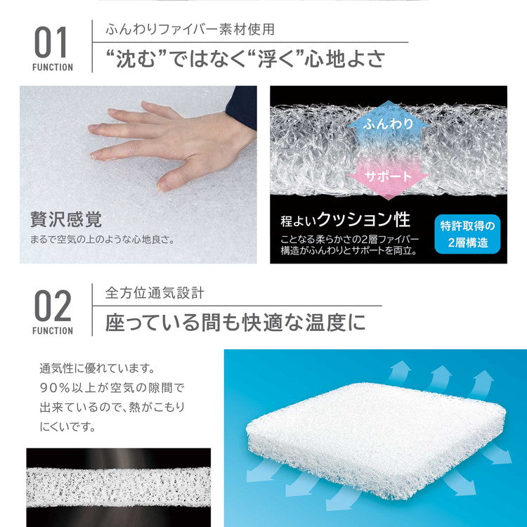 空気の上に座るクッション Air Seat Double Cushion モリシタ まるで雲の上で浮いているかのような独特な座り心地 高通気&高弾力3D樹脂ファイバー素材(代引不可)