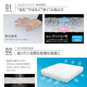 空気の上に座るクッション Air Seat Double Cushion モリシタ まるで雲の上で浮いているかのような独特な座り心地 高通気&高弾力3D樹脂ファイバー素材(代引不可)