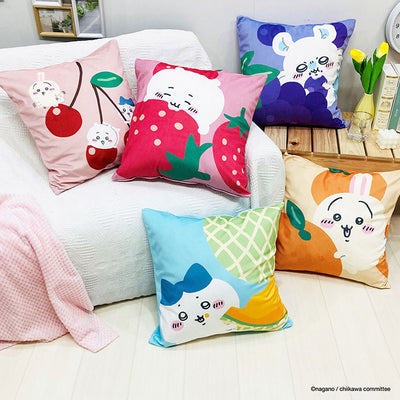 ちいかわ クッションカバー 45×45cm ちいかわ ハチワレ うさぎ モモンガ かわいい 可愛い フルーツ デザイン 果物 柄 カバー単品 プレゼント(代引不可)