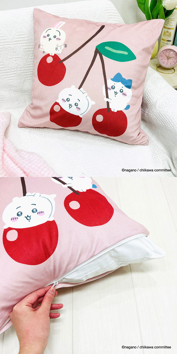 ちいかわ クッションカバー 45×45cm ちいかわ ハチワレ うさぎ モモンガ かわいい 可愛い フルーツ デザイン 果物 柄 カバー単品 プレゼント(代引不可)