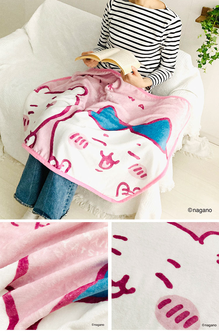 ちいかわ ひざ掛け ブランケット 70×100cm 郎 ちいかわ ハチワレ うさぎ ラーメン「郎」 毛布 ふわふわ フランネル 防寒 肌掛け ひざかけ かわいい 可愛い キャラクター