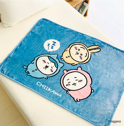 ちいかわ ひざ掛け ブランケット 70×100cm 郎 ちいかわ ハチワレ うさぎ ラーメン「郎」 毛布 ふわふわ フランネル 防寒 肌掛け ひざかけ かわいい 可愛い キャラクター