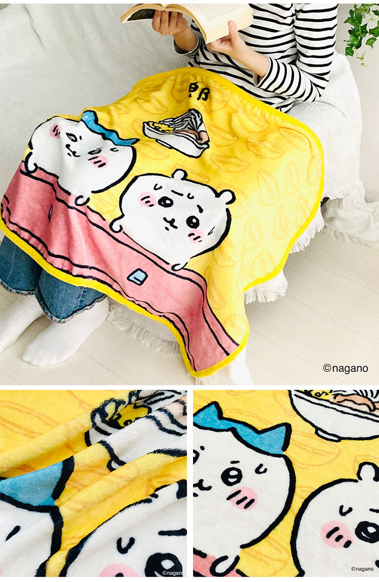 ちいかわ ひざ掛け ブランケット 70×100cm 郎 ちいかわ ハチワレ うさぎ ラーメン「郎」 毛布 ふわふわ フランネル 防寒 肌掛け ひざかけ かわいい 可愛い キャラクター