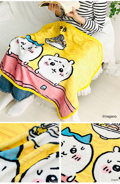 ちいかわ ひざ掛け ブランケット 70×100cm 郎 ちいかわ ハチワレ うさぎ ラーメン「郎」 毛布 ふわふわ フランネル 防寒 肌掛け ひざかけ かわいい 可愛い キャラクター