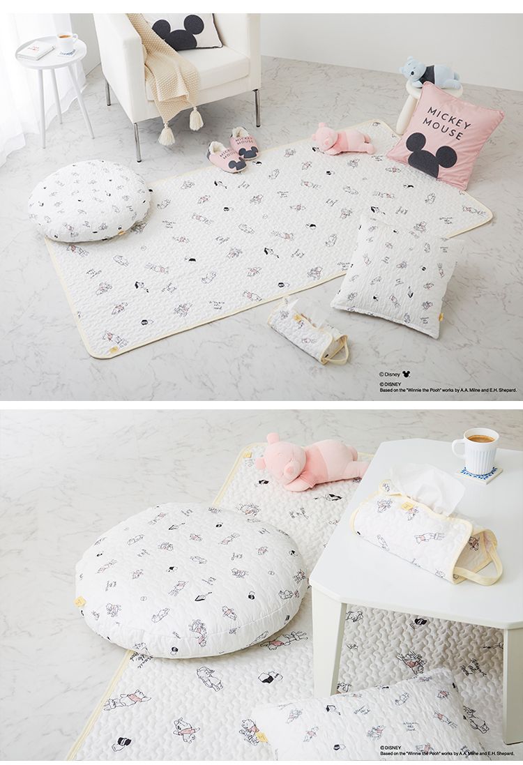 ディズニー ラウンドクッション 円形 55cm イブル 韓国インテリア ミッキーマウス プーさん 丸型 クッション 座布団 可愛い かわいい キャラクター Disney(代引不可)