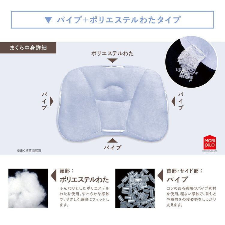 医学博士監修 あたまのカタチを考えた横向き寝まくら 低反発チップタイプ 横向き 枕 ピロー 寝返りしやすい パイプ ポリエステル綿 ウレタン ウレタンフォーム(代引不可)