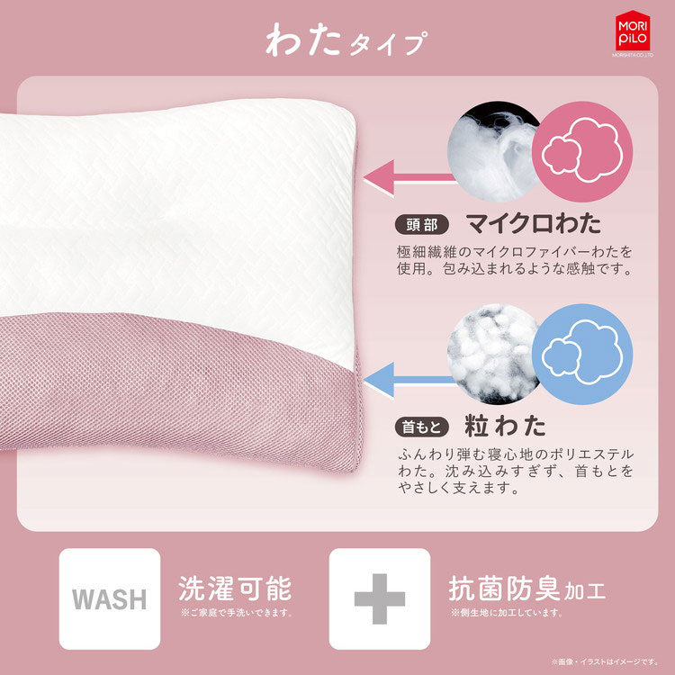 首を休めるまくら モリシタ わたタイプ 低反発タイプ そば殻タイプ 枕 35×55cm 選べる素材 高さ調節可 肩こり 首こり やわらかめ かため 低反発 そば枕 そば殻(代引不可)
