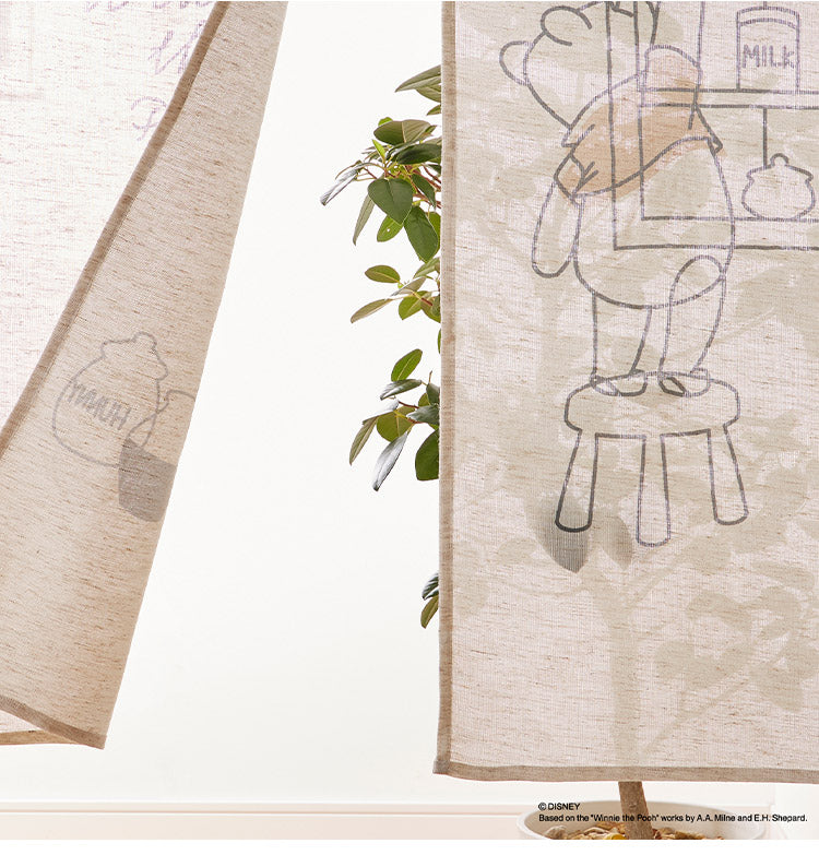 ディズニー のれん 幅85 丈150 ミッキーマウス くまのプーさん ベージュ ピンク 間仕切り カーテン のれん 可愛い かわいい Disney キャラクター(代引不可)