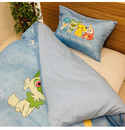 掛布団&枕カバー2点セット SL ポケモン パルデア ピカチュウ カビゴン キャラクター かわいい こども ジュニア 子ども キッズ プレゼント 贈り物 ギフト 男の子 女の子 クリスマス 誕生日 幼稚園(代引不可)