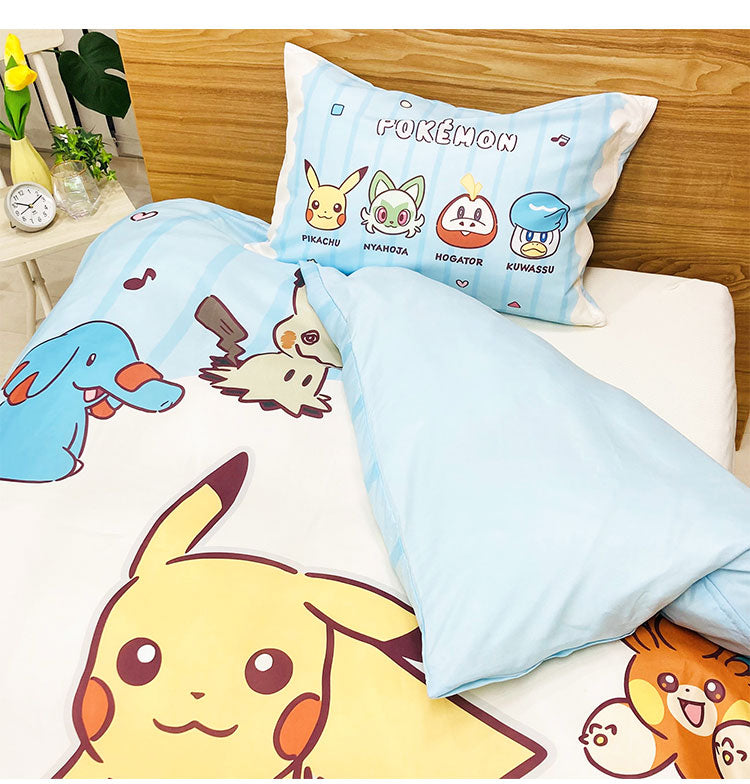 掛布団&枕カバー2点セット SL ポケモン パルデア ピカチュウ カビゴン キャラクター かわいい こども ジュニア 子ども キッズ プレゼント 贈り物 ギフト 男の子 女の子 クリスマス 誕生日 幼稚園(代引不可)
