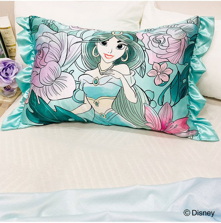 シルキータッチ枕カバー ディズニープリンセス ピローカバー フリル付き 肌触り 保湿 Disney アリエル ジャスミン ベル かわいい pillow cover 睡眠 安眠(代引不可)