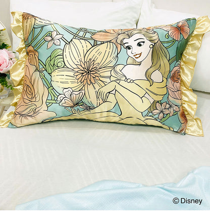 シルキータッチ枕カバー ディズニープリンセス ピローカバー フリル付き 肌触り 保湿 Disney アリエル ジャスミン ベル かわいい pillow cover 睡眠 安眠(代引不可)