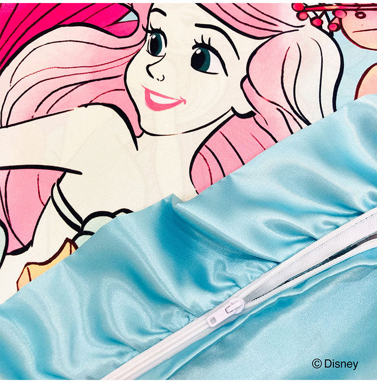 シルキータッチ枕カバー ディズニープリンセス ピローカバー フリル付き 肌触り 保湿 Disney アリエル ジャスミン ベル かわいい pillow cover 睡眠 安眠(代引不可)