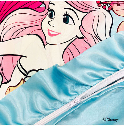 シルキータッチ枕カバー ディズニープリンセス ピローカバー フリル付き 肌触り 保湿 Disney アリエル ジャスミン ベル かわいい pillow cover 睡眠 安眠(代引不可)