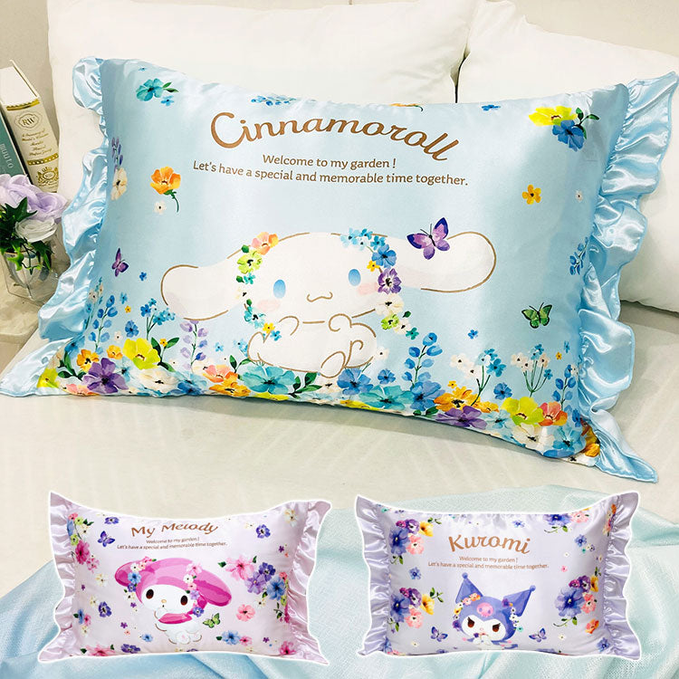 シルキータッチ枕カバー サンリオキャラクターズ ピローカバー フリル付き 肌触り 保湿 sanrio マイメロディ クロミ シナモンロール かわいい pillow cover 睡眠 安眠(代引不可)
