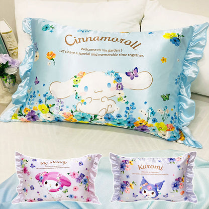 シルキータッチ枕カバー サンリオキャラクターズ ピローカバー フリル付き 肌触り 保湿 sanrio マイメロディ クロミ シナモンロール かわいい pillow cover 睡眠 安眠(代引不可)