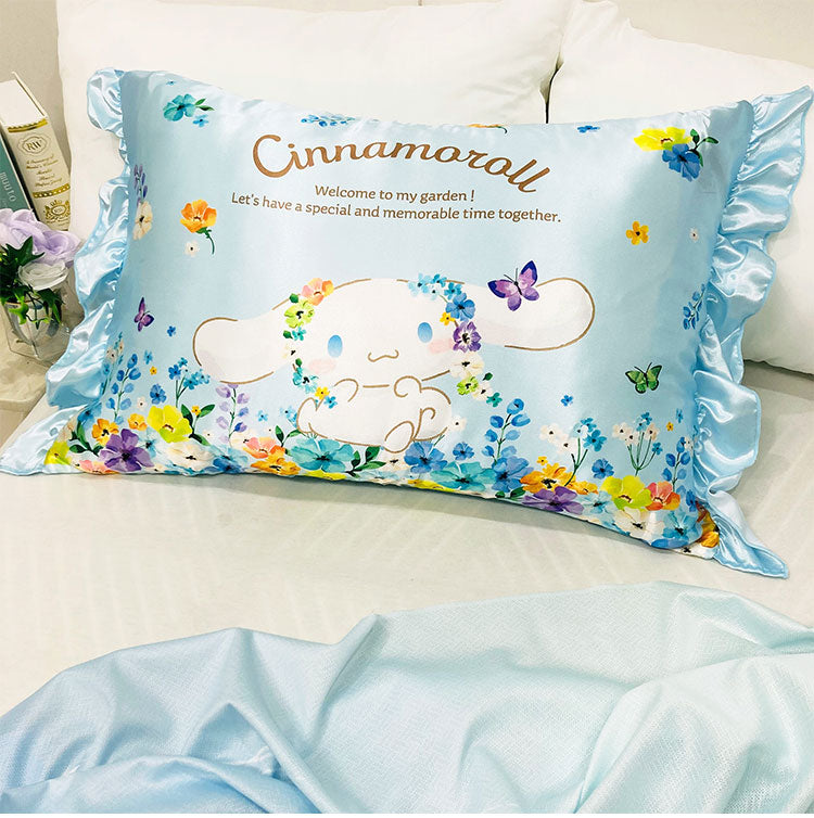 シルキータッチ枕カバー サンリオキャラクターズ ピローカバー フリル付き 肌触り 保湿 sanrio マイメロディ クロミ シナモンロール かわいい pillow cover 睡眠 安眠(代引不可)