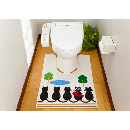 トイレマット トイレ マット ループ織りサイドロングトイレマットキャットストーリー タテ90ｘヨコ60(代引き不可)