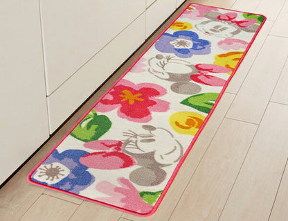 ミニー 花柄 キッチンマット 43.5x180cm リビング ラグ かわいい マット 子供 ディズニー 子供部屋 お花(代引不可)