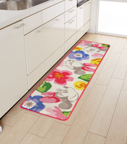 ミニー 花柄 キッチンマット 43.5x180cm リビング ラグ かわいい マット 子供 ディズニー 子供部屋 お花(代引不可)