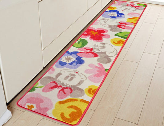 ミニー 花柄 キッチンマット 43.5x240cm リビング ラグ かわいい マット 子供 ディズニー 子供部屋 お花(代引不可)