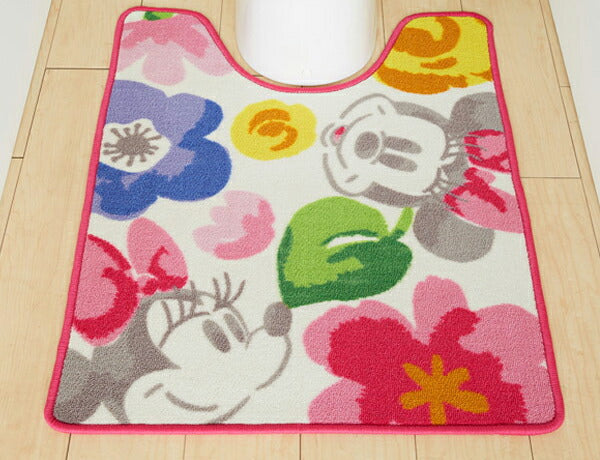 ミニー 花柄 トイレマットロングサイズ 80x65cm リビング ラグ かわいい マット 子供 ディズニー 子供部屋 お花(代引不可)