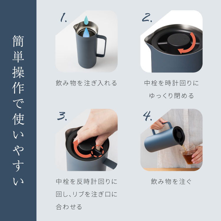 ピーコック 魔法瓶 卓上ポット 保冷 保温 1L リビングポット AHW-101 1リットル 1000ml ステンレスポット テーブルポット ポット 保温ポット 保冷ポット おしゃれ 洗いやすい お手入れ簡単 Peacock