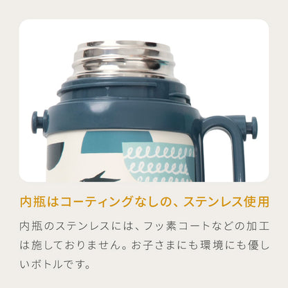 ピーコック 水筒 保冷 キッズ ストロー 400ml コップ 360ml 2way 2WAYボトル ASK-W41 ストロー付き 子ども用 0歳 1歳 2歳 3歳 肩紐 ショルダーベルト ステンレス 保育園 かわいい おしゃれ Peacock