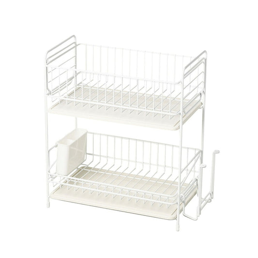 スキット 珪藻土トレー水切りラック2段 スリム ホワイト HB-4988 パール金属 キッチン用品 水切り 食器洗い 皿洗い