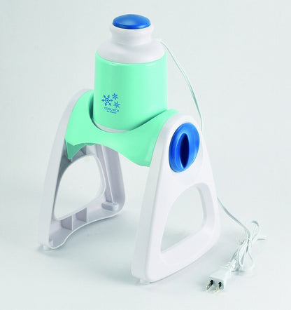 パール金属 クールリッチ 電動かき氷器 押すだけ カップ付 ミントブルー D-6622 かき氷 電動 自動 2通り削れる 家庭用 自宅用 ホームパーティ