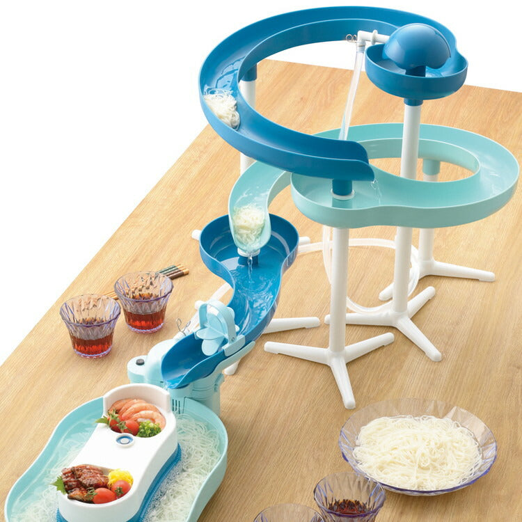 パール金属 電動 流しそうめん そうめん流し器 卓上 ミントブルー D-6678 ツイストスライダー 自動くみ上げ 流しそうめん器 素麺 電池式 家庭用