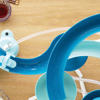 パール金属 電動 流しそうめん そうめん流し器 卓上 ミントブルー D-6678 ツイストスライダー 自動くみ上げ 流しそうめん器 素麺 電池式 家庭用