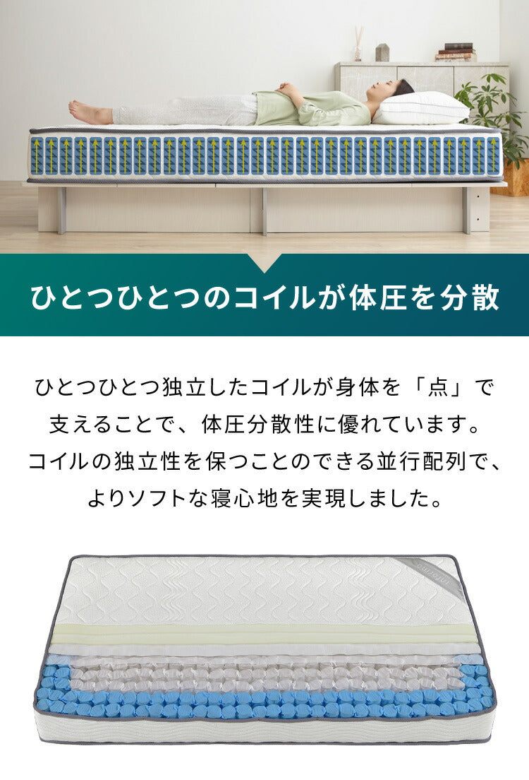 ベッド マットレス付き シングル 組立 簡単 ポケットコイル マットレス ベッドフレーム 木製ベッド ホワイト シングルサイズ 収納付き ベッド お洒落 シングルベッド 一人暮らし 新生活(代引不可)